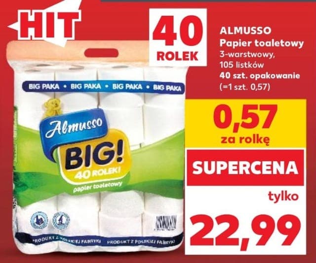 Almusso Papier toaletowy 3-warstwowy 105 listków 40szt.
